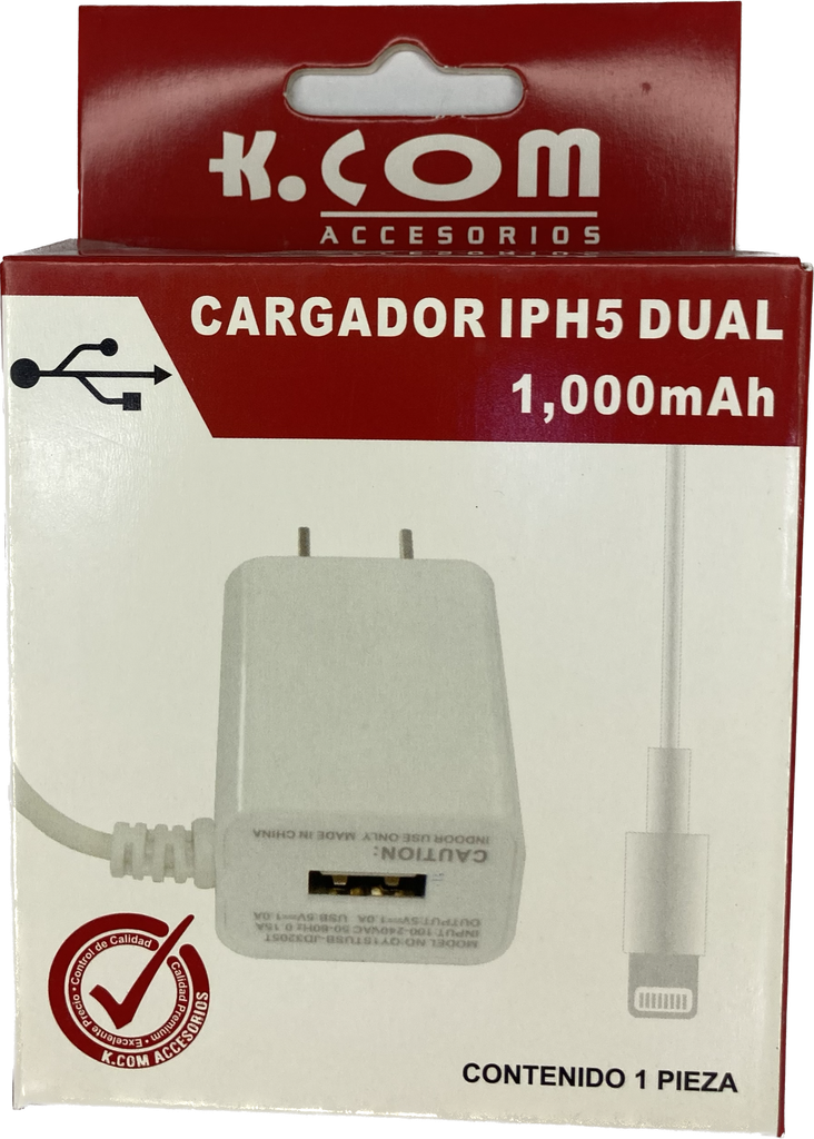 CARGADOR KCOM IPHONE 5 DOBLE