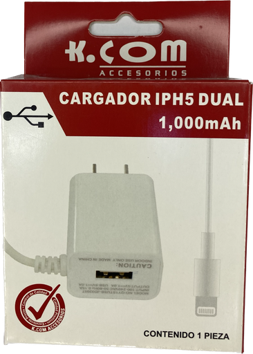 [clavija] CARGADOR KCOM IPHONE 5 DOBLE